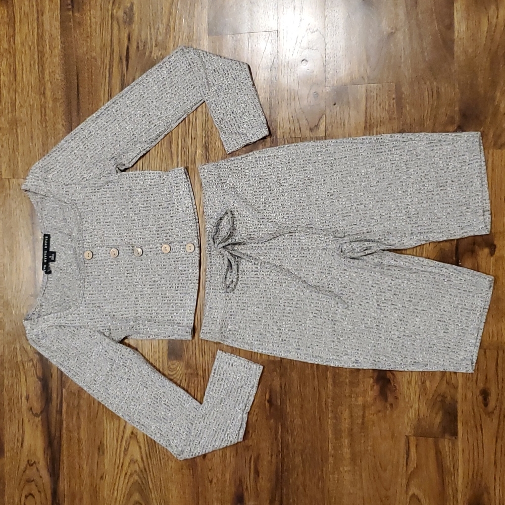 Womens HYFVE gray ribbed 2 piece short & shirt set size S